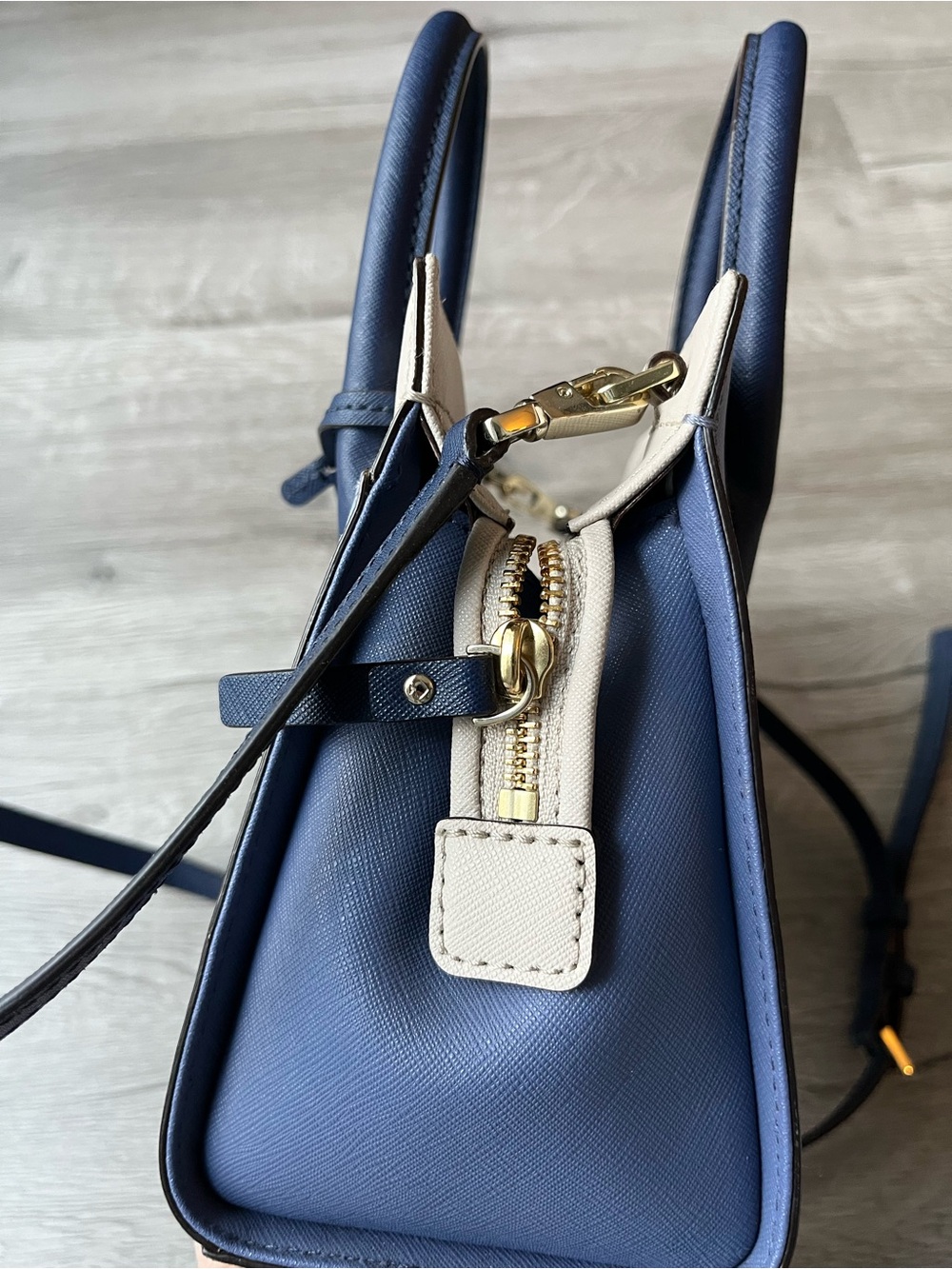 kate spade Navy, Light Blue & Cream Colorblock Satchel - Picture 7 of 13